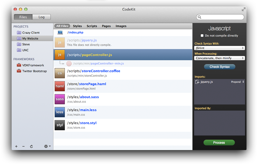 CodeKit - Mac app that compiles SASS/JS